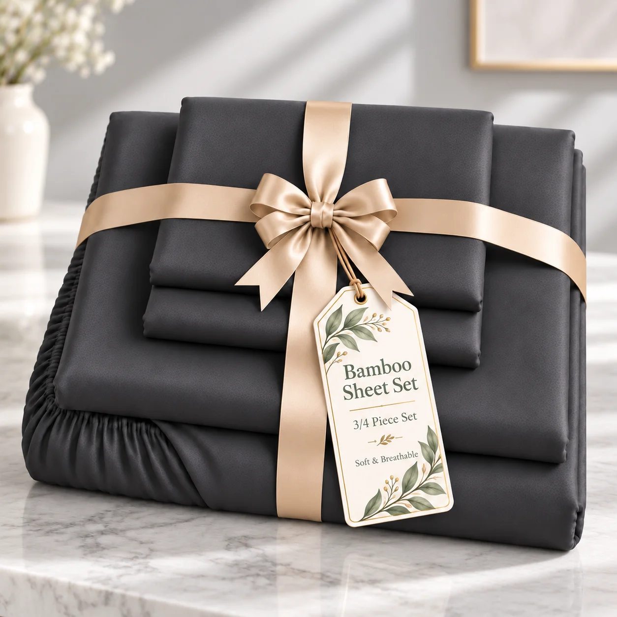 3/4 Pcs Luxury Bamboo Fiber Sheet Set, Ultra Soft Breathable Bedding Set, Deep Pocket Fitted Sheet, Wrinkle Resistant Comfortable Bedding for Twin Full Queen King Sizes, Hotel Style Bedroom Essentials, Bedroom Bedding Essentials