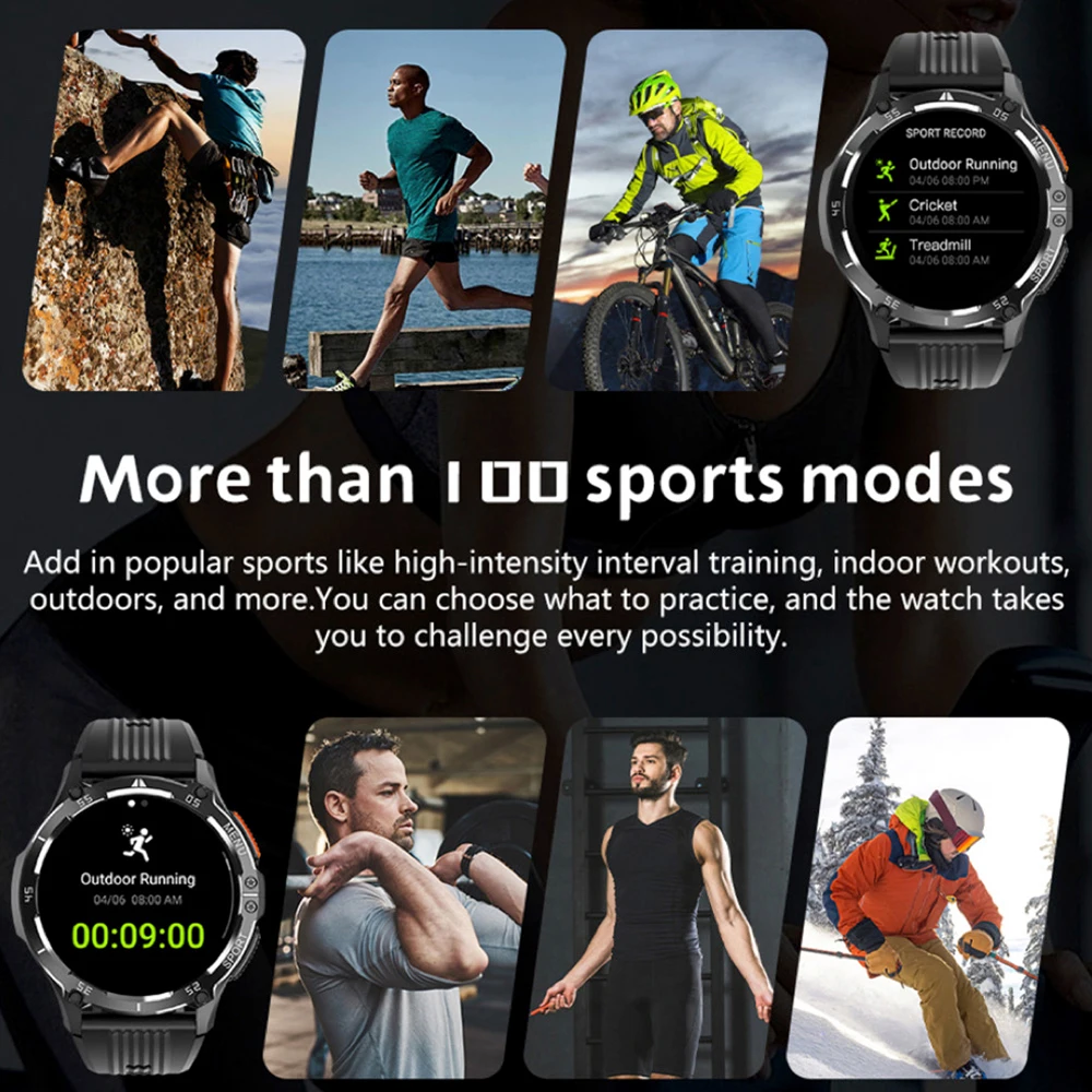 1,43 pulgadas AMOLED 466*466 pantalla llamada de diente azul Smartwatch hombres Monitor de salud Smartwatch mujeres noticias Push cronómetro deportes sueño
