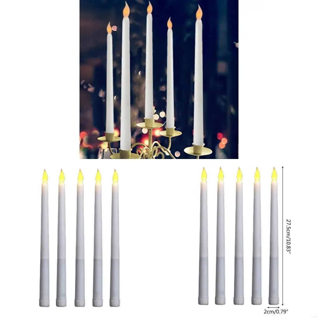 L43A 5pc Flameless LED Battery Operated Long Taper for Wedding Birthday