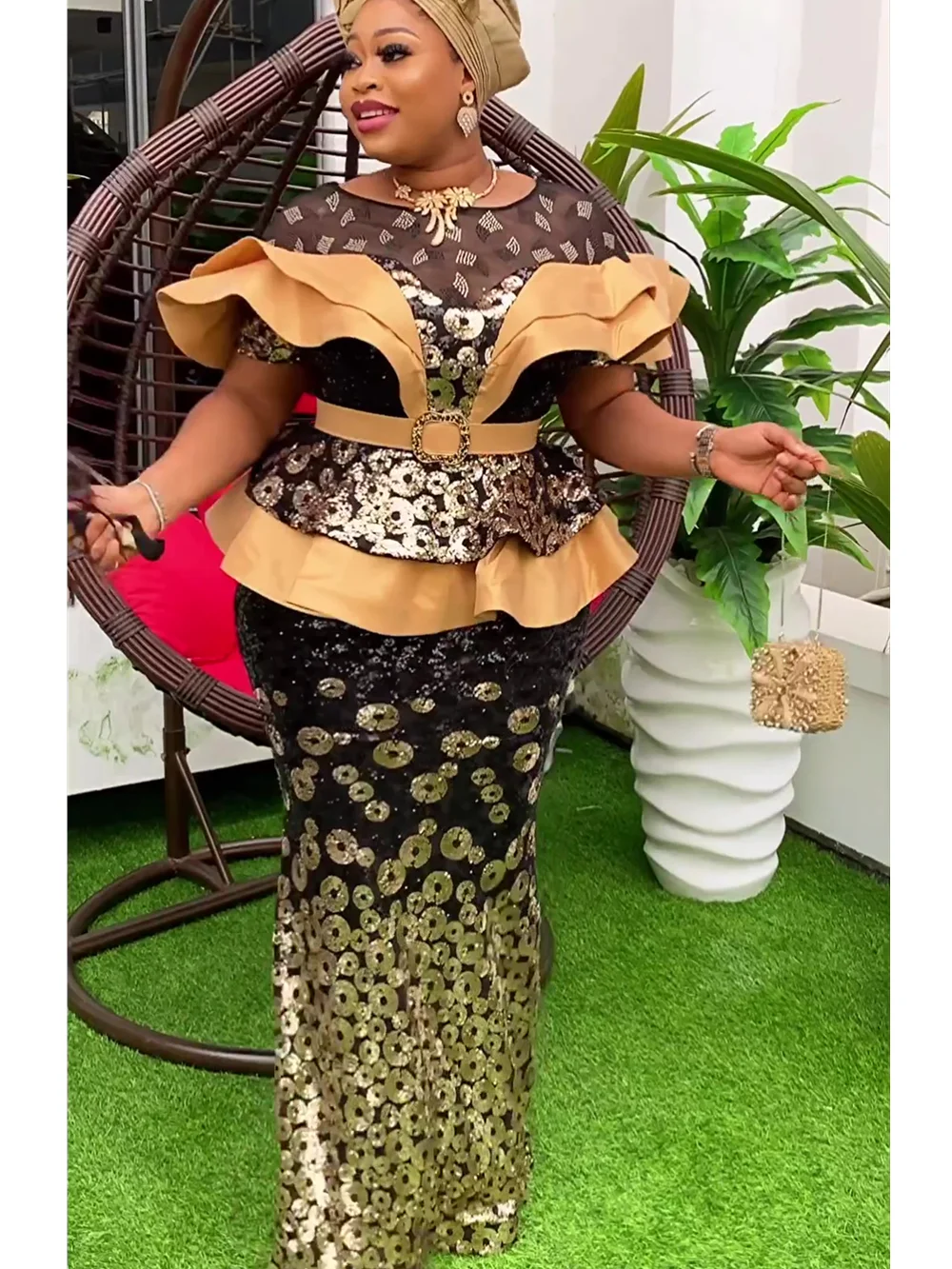 Plus Size African Party Dresses for Women Dashiki Ankara Sequin Wedding Evening Gown  Bodycon Maxi Long Dress Africa Clothes