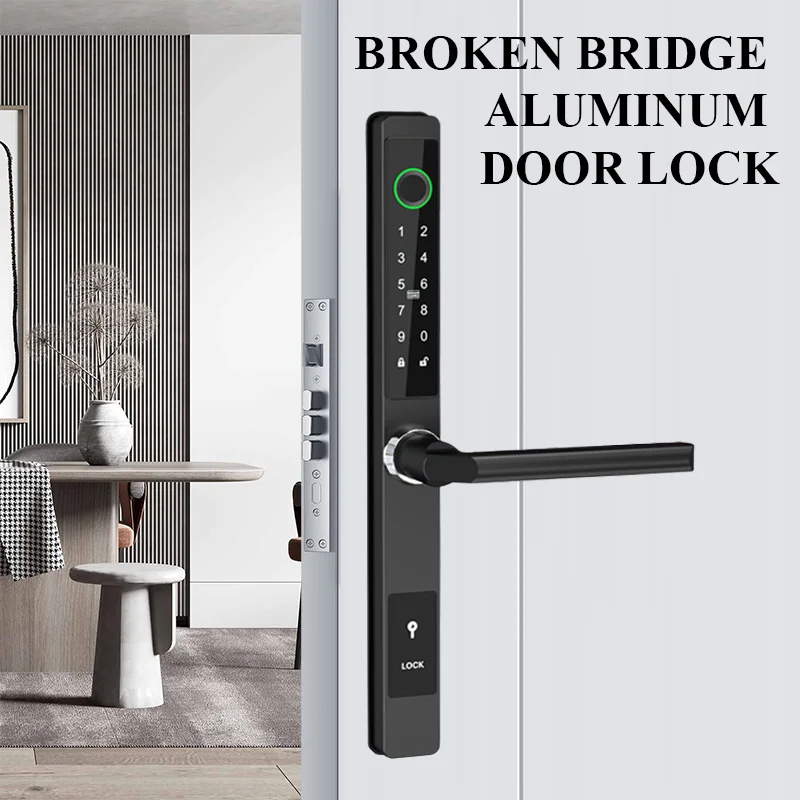 TTLock APP Waterproof Smart Fingerprint Password Card Door Lock Aluminum Alloy For Outdoor Pull Push Sliding Door Patio Door