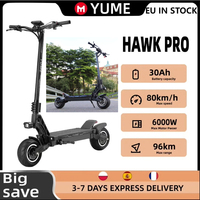 YUME HAWK Pro electric scooter,3000W * 2 dual motors 60V 30Ah maximum speed 80KM/H road tires 10x4.5 'scooter with mountain bike