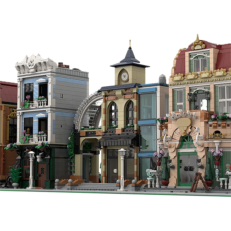 MOC 중앙역 모델 빌딩 블록 957PCS 도시 스트리트 뷰 건축 독창성 DIY 벽돌 장난감 데스크탑 디스플레이 선물