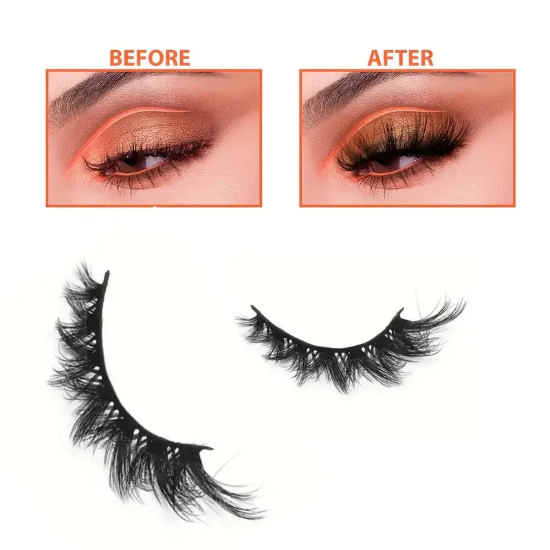 5 أزواج من الرموش الصناعية لا تسبب الحساسية على شكل عين القطة - مظهر طبيعي، رموش رقيقة وناعمة وخفيفة الوزن ومبطنة بالكامل