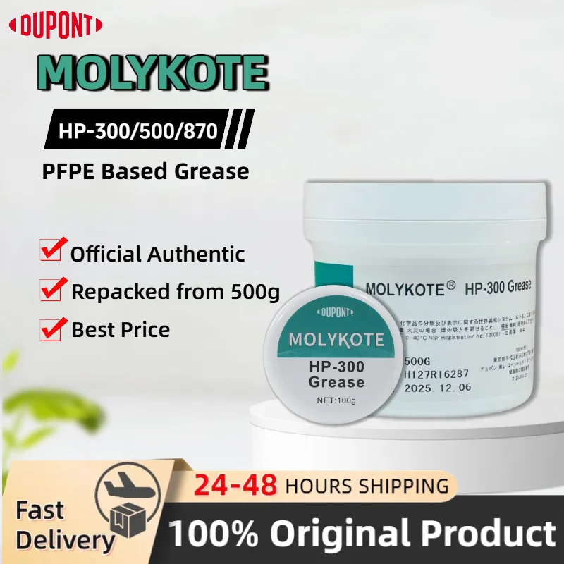 Dow Corning Molykote HP-300 HP-500 HP-870 Fully Fluorinated Grease PFPE Base Lubricant Grease with PTFE Thickener