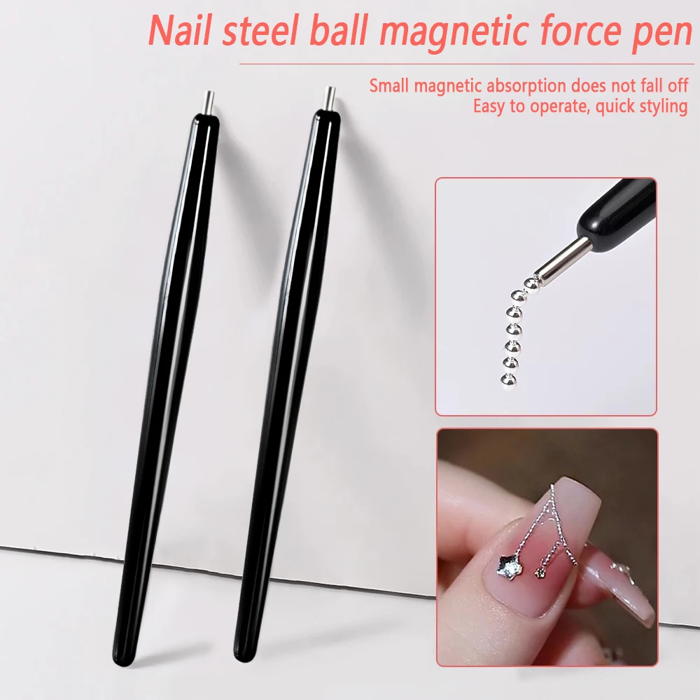 1Pc Steel Ball Special Magnet Pen Nail Art Super Strong Iron Suction Cat Eye Nail Polish Bead Chain Tool Nail Art Magnet Pen #TB