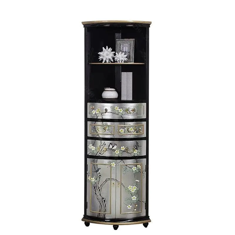 

American painted living room corner cabinet, furniture multi-functional triangular storage side cabinet