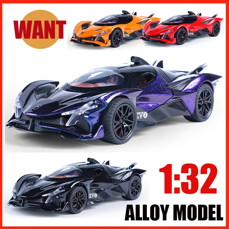 Cool Model 1:32 Apollo EVO Alloy Diecast Sports Car Sound Light Pull Back Children Birthday Christmas Gift Toys  Collection Valu