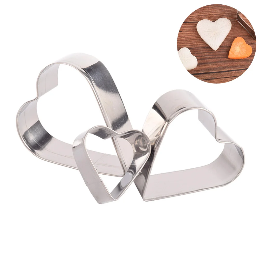 

3pcs DIY Baking Mold Stainless Steel Heart Shape Die-cutting Biscuits Cookie Cutters Cake Fondant Shaping Mould Kitchen Tool