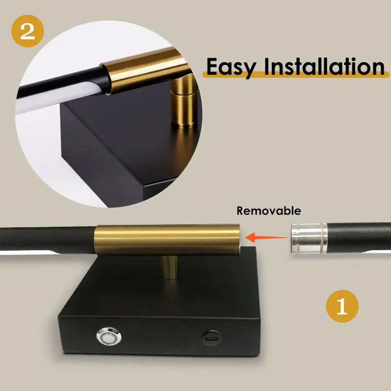 350 ° تدوير اللاسلكية اللمس عكس الضوء وحدة إضاءة LED جداريّة مصابيح مع جهاز التحكم عن بعد 3000-6000K USB بطارية قابلة للشحن أضواء الجدار الشمعدان #2