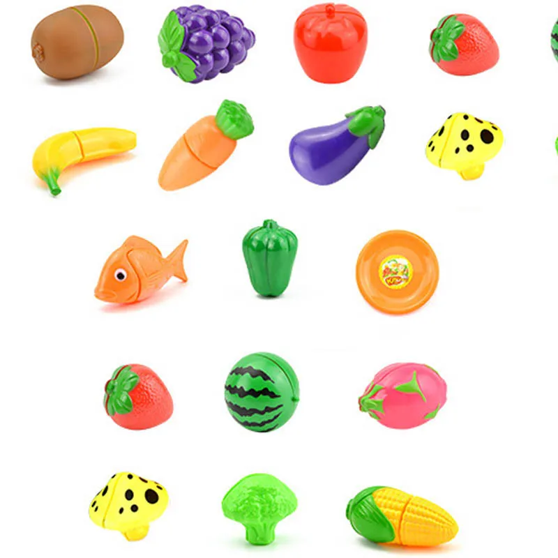 Children's Small Toys Set Fresh Fruit Vegetables Cutting Toy Funny Kitchen Simulation Suit Food Learning Early Educational Gifts