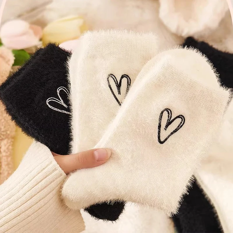 

1-3Pairs Ins Solid Winter Soft Velvet Socks Warm Thicken Coral Plush Women Mink Fleece Thermal Sock Snow Home Sleeping Floor Sox