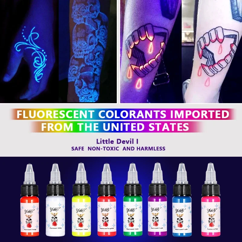 15ml Tattoo Ink Pigment fluorescent ink Body Art Tattoo Kits Professional Beauty Paints Makeup Tattoo Supplies Semi-permanent