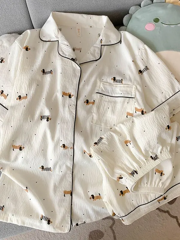 

Cloud Cotton Summer ort Sve Spwear Женский тонкий комплект домашней одежды Удобная дышащая ночная рубашка с мультяшным принтом