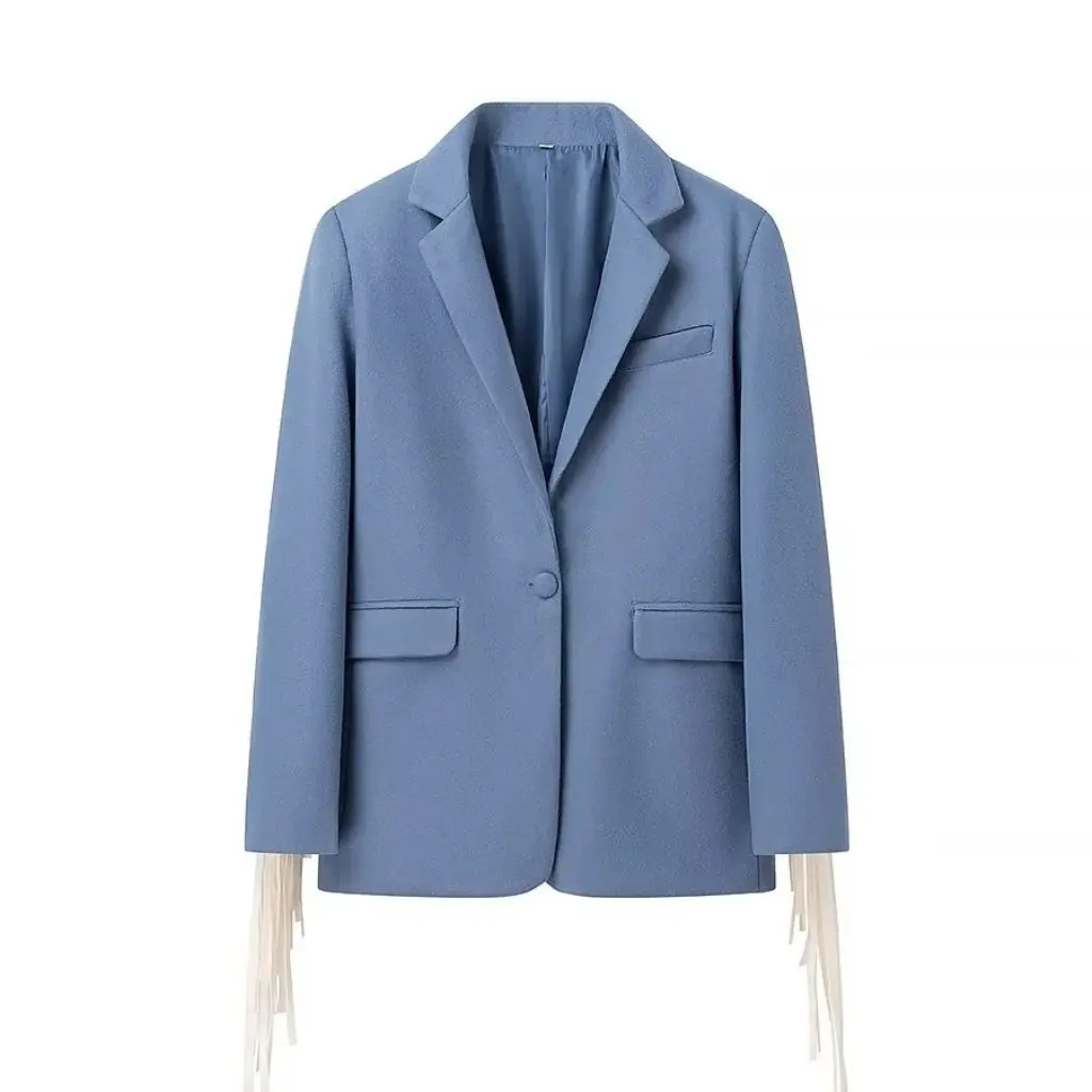 Women's Tassel Suit Jacket European And American Style Autumn Fashion Streetwear for Ladies