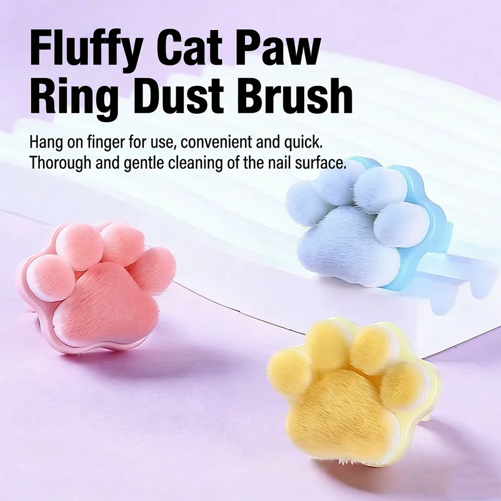 5 Stück Kawaii Flauschige Katzenpfoten-Ring-Nagelbürste Tragbare Rosa/Blau/Lila/Grün/Gelbe Weiche Fingerring-Bürste Nagelreinigungswerkzeug – Detail 5