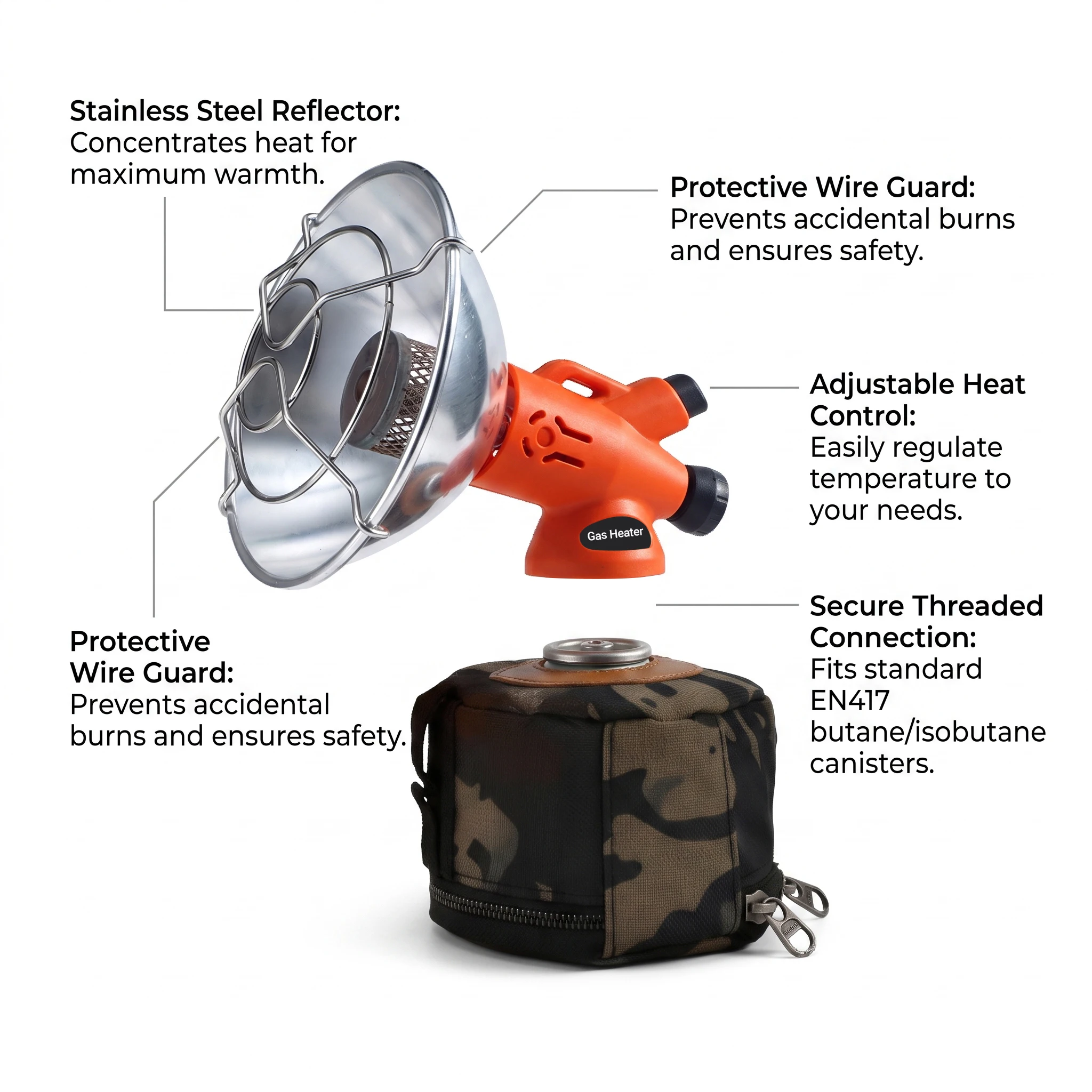 Pandatour Portable Gas Heater w Emergency Camping Heater Tent Warmer Heating Stove Outdoor Emergency Survival Warm Stove