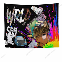Art Wall Decor Hip Hop Rapper Tapestry Juice Wrld Street Rap Music Poster Tapestry Banner Bedroom Dorm Studio Background Cloth