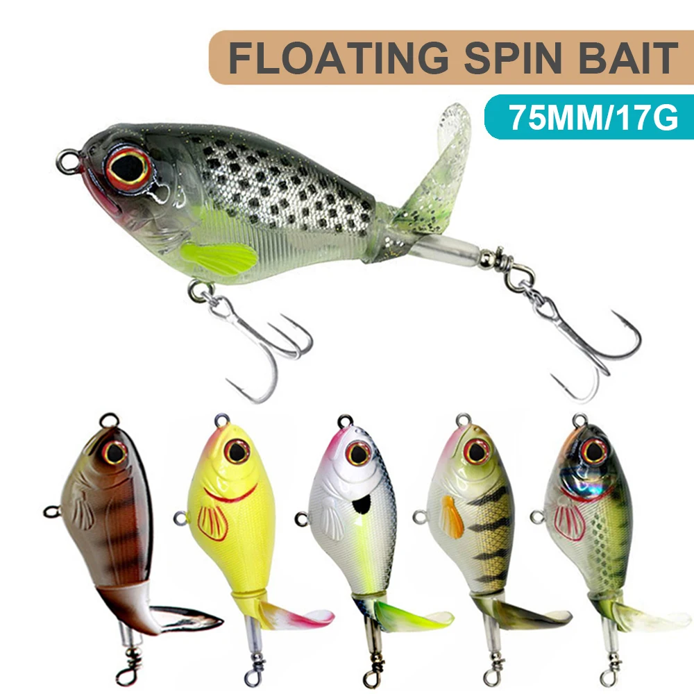 7,5 см 17 г Рыболовные приманки Плавающая приманка для вращения Воблер Topwater Tail Spinner Искусственная жесткая приманка Whopper Plopper Bass Decoy LXJ101