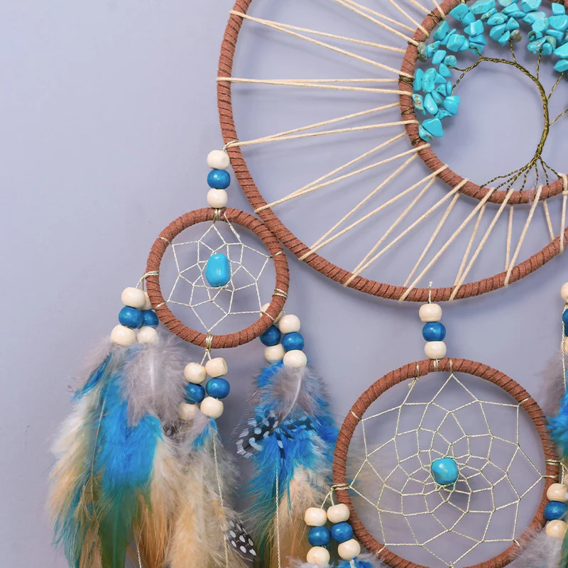 Acchiappasogni blu: grande decorazione da parete in stile boho per la camera da letto (51,1x47,2 pollici) - Italia
