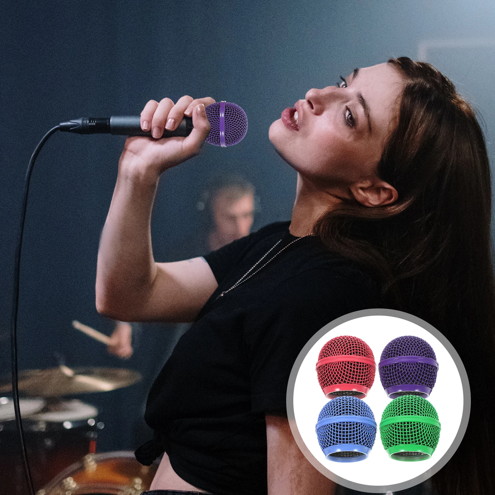 

4Pcs Microphone Grill Head Mesh Cover Metal Grille Replacement Easy Cleaning Microphone Replacement Grille Mic Cover