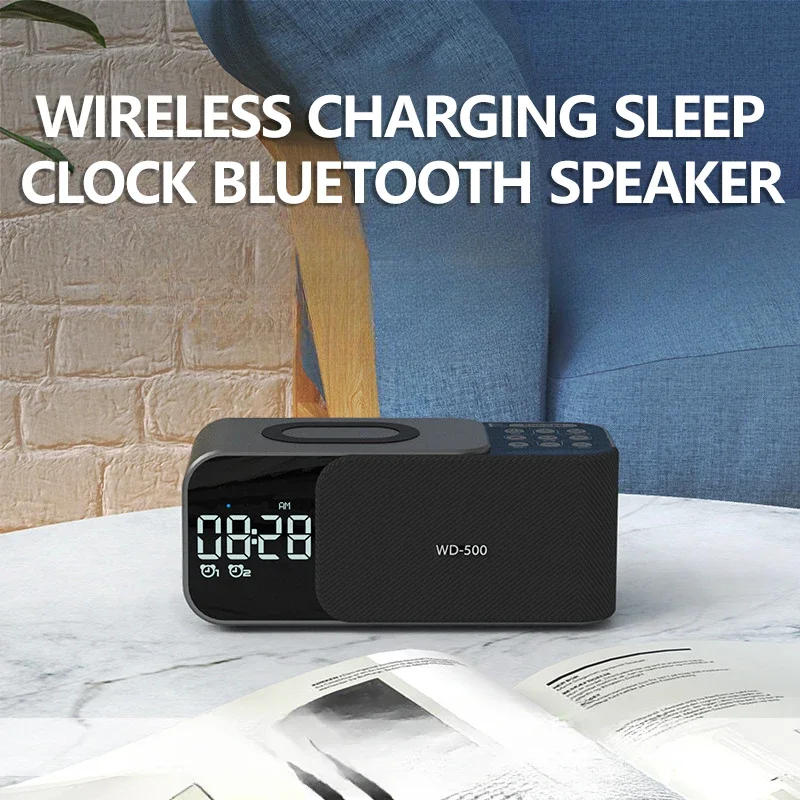 Multi functional sleep alarm clock wireless charging Bluetooth speakers FM radio sound box bedroom white noise sleep aid speaker