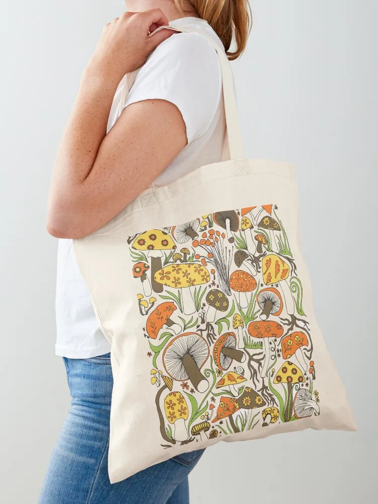 Mushrooms Drawing, Memories of the 1970s Tote Bag hand bags handbag reusable shopping bags the tote bag