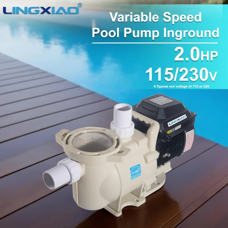 Speed Pool Pump Inground 2HP, Energy Star Pool Pump for In/Above Ground Pool - 115V/208-230V, Energy Saving, Smart