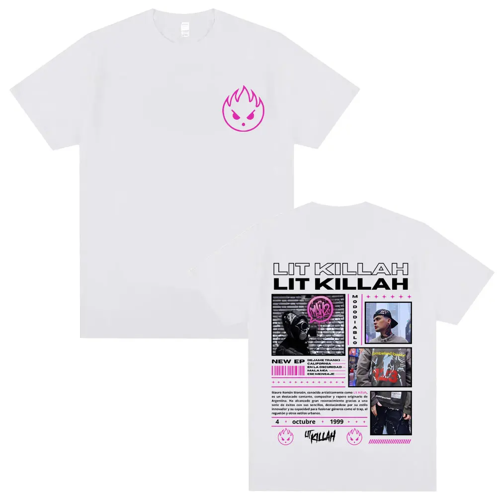 Rapper Lit Killah Double Sided Graphic T-shirt Summer Men Women Hip Hop Fashion Oversized Streetwear Unsiex Casual Cotton Tshirt