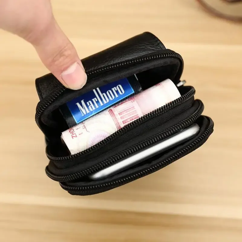 Genuine Leather Cell/Mobile Phone Case Waist Bag For Men Cigarette Pocket Real Cowhide Male Coin Purse Bum Fanny Pack Belt Bags