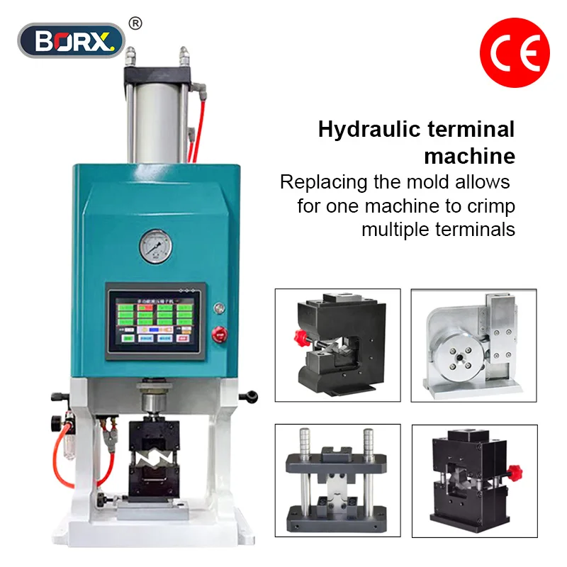 BORX 10T Automatic Terminal Crimping Machine Lug Crimping Press Hydraulic Equipment Four Sided / Six Sided Mold Free Replacement