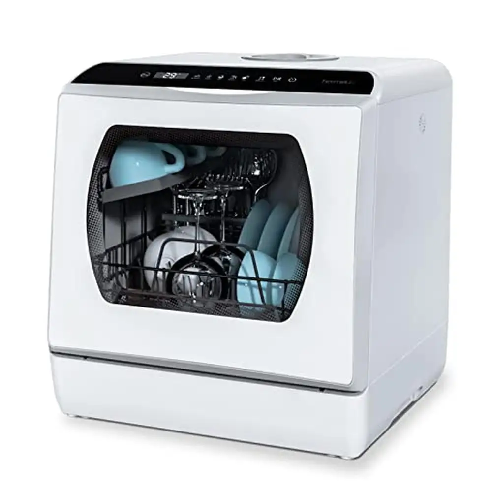 Portable Countertop Dishwasher 5 Washing Options 4 Place Settings 5L Water Tank Glass Door Display