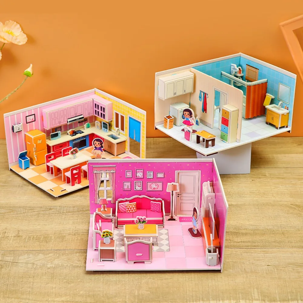 

Building Kit Paper 3D Paper Puzzle Room DIY Educational Bathroom Boys Girls Toys Assemble Gift Room Construction
