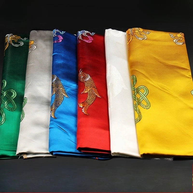 Tibetischer Stil 250x48cm Große Acht Glückverheißende Bestickte Seiden-Satin-Tapisserie für Segnungszeremonien in Verschiedenen Farben für Tempelrituale