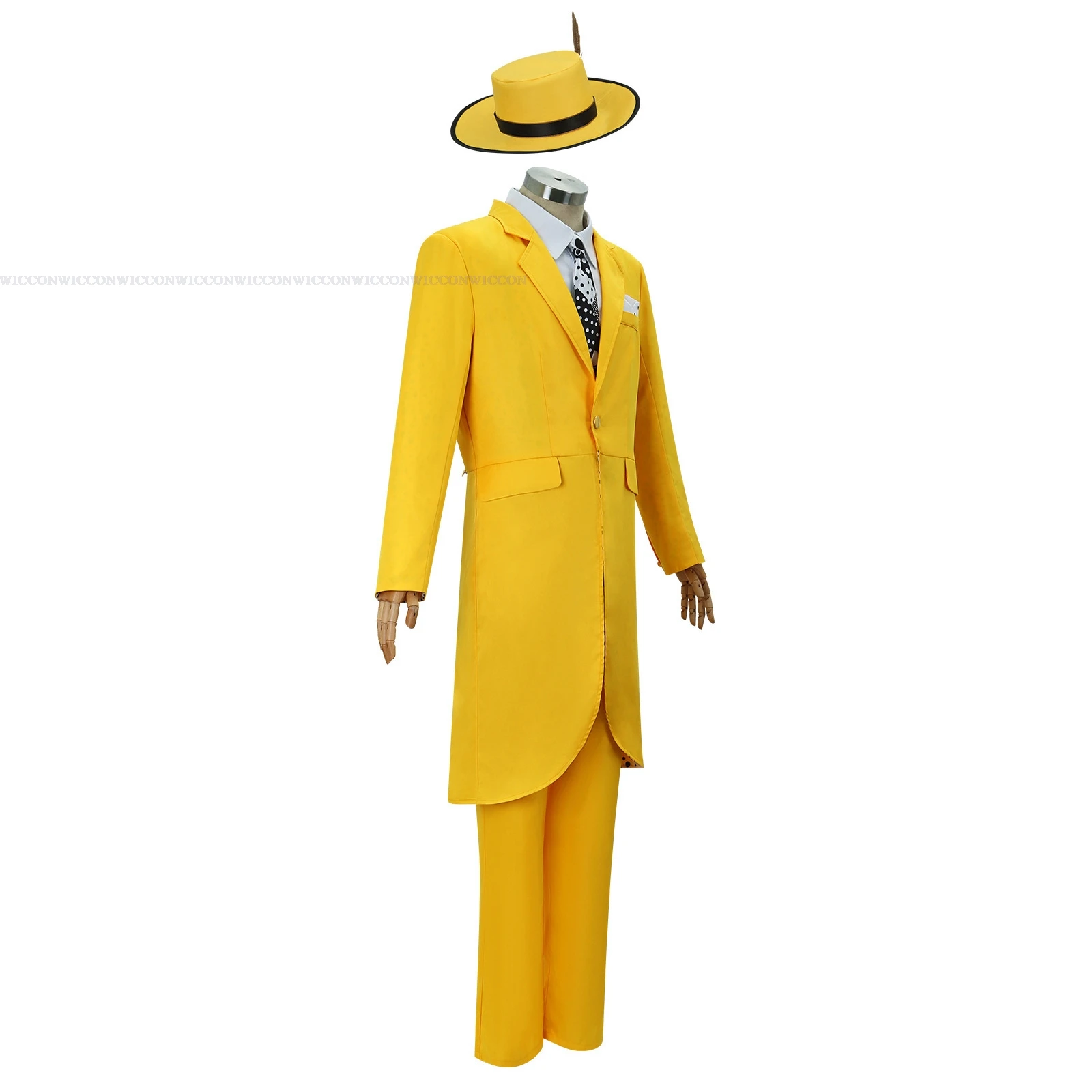 Green Mask Face Stanley Cosplay Comic Film Costume Hat Máscara Big Jim Head Clothes Carry Comedy Halloween Party Men Yellow Suit