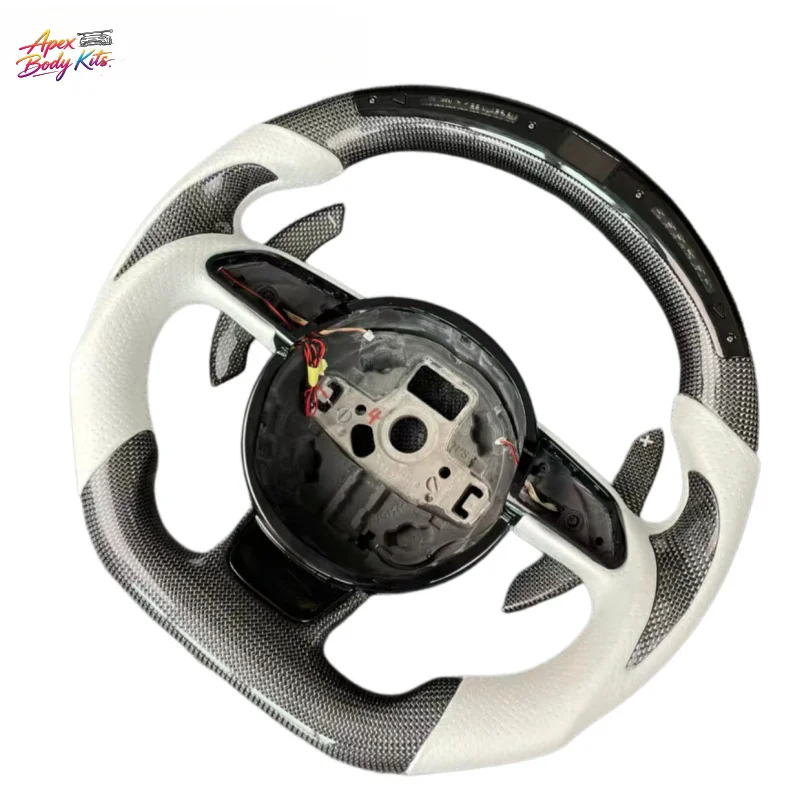 LED Carbon Fiber Leather Steering Wheel for Audi RS5/A3/A4/Q5 Racing Shift Indicator Performance Upgrade