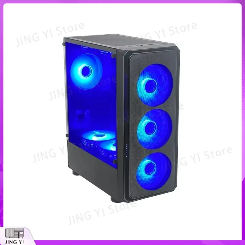 ATX Gaming Computer Case Mid Tower PC Chassis Desktop Cabinet Shell with Tempered Glass Side Panel for DIY Gaming Build