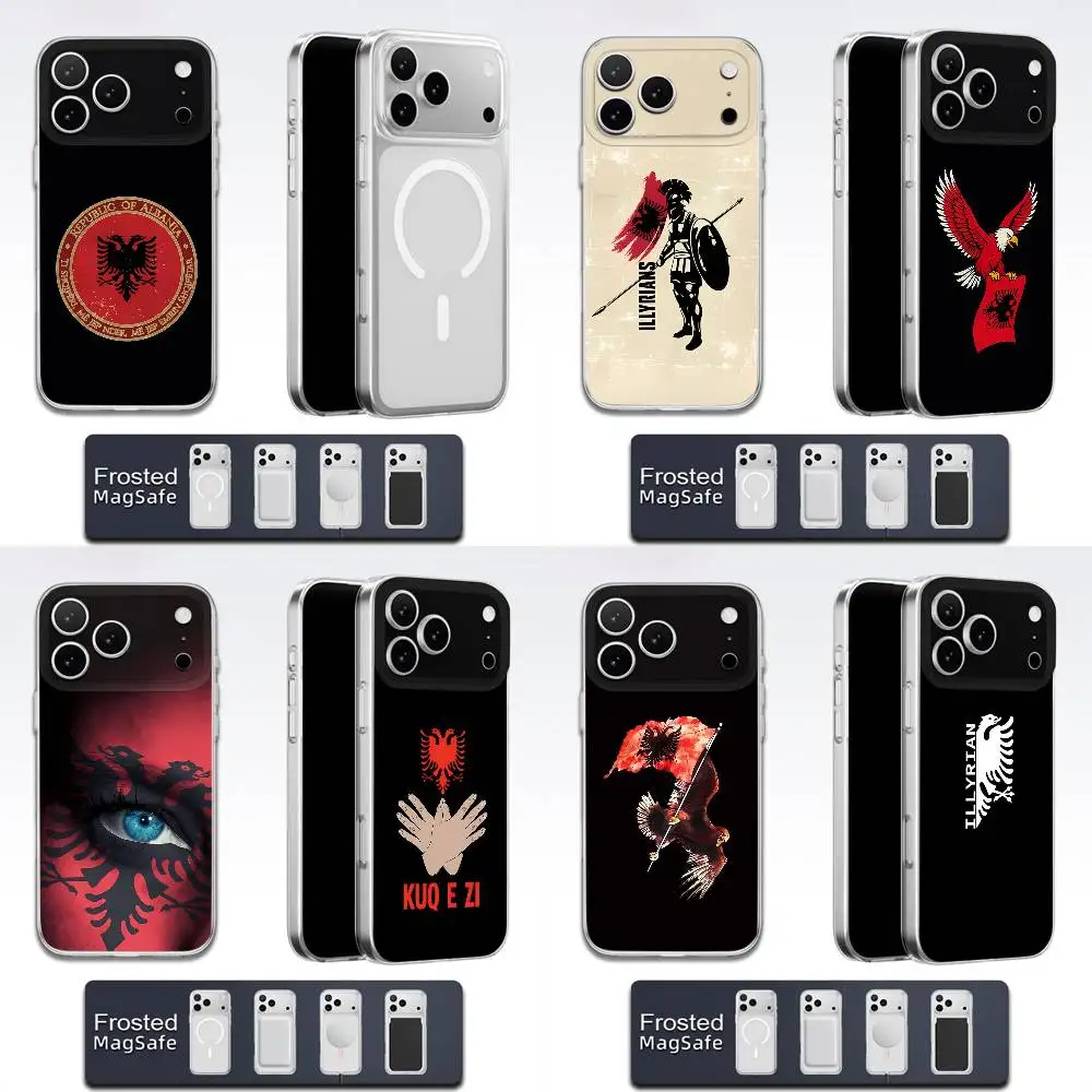 

Illyrian Albania Flag Logo Eagle Phone Case For iPhone 17,16,15,14,13,12,11,Pro,Max,Plus,E,Air,Mini Magsafe Frosted Transparent