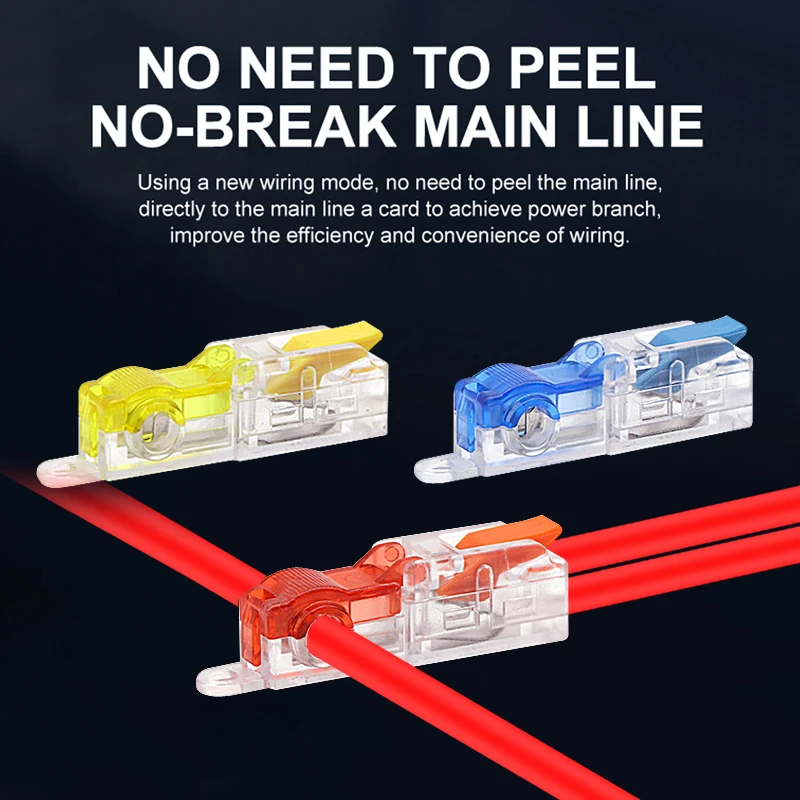 T Type Splitter Terminal Block, 10PCS Wire Quick Connector Break Free Plug and Pull Application for Home Appliances Electrical