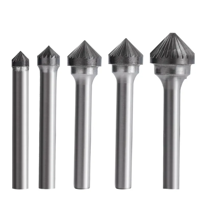 Rotary File Burrs 6mm Shank Single Cut Carbide Burr Bit Type K Rotary Milling Cutter for Metal Woodworking Tool