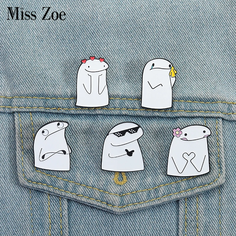 Cartoon Stick Figure Enamel Pins Custom Hand-Drawn Line Brooches Lapel Badges Clothes Funny Jewelry Gift for Kids Friends