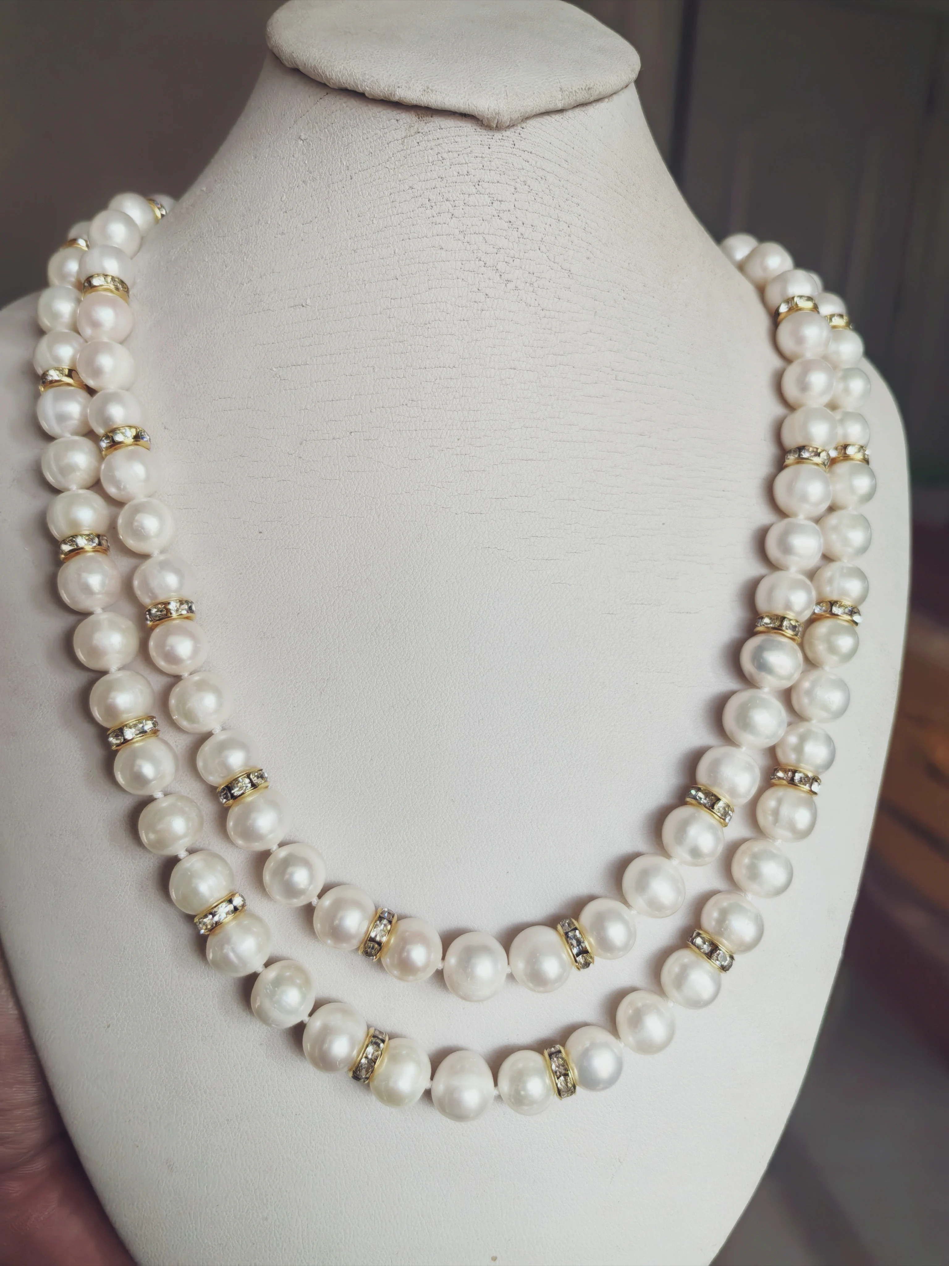 2025 New KE YAN Jewelry Design Genuine 9-10mm Natural white Akoya Pearl Necklace 17-18'' AAA 14k gold clasp