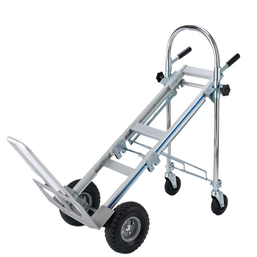 Uni-Silent 250kgs Heavy Duty Utility Hand Truck 3 in 1 Industrial Foldable Push Cart 4 Wheels Platform Folding Trolley FHT250B