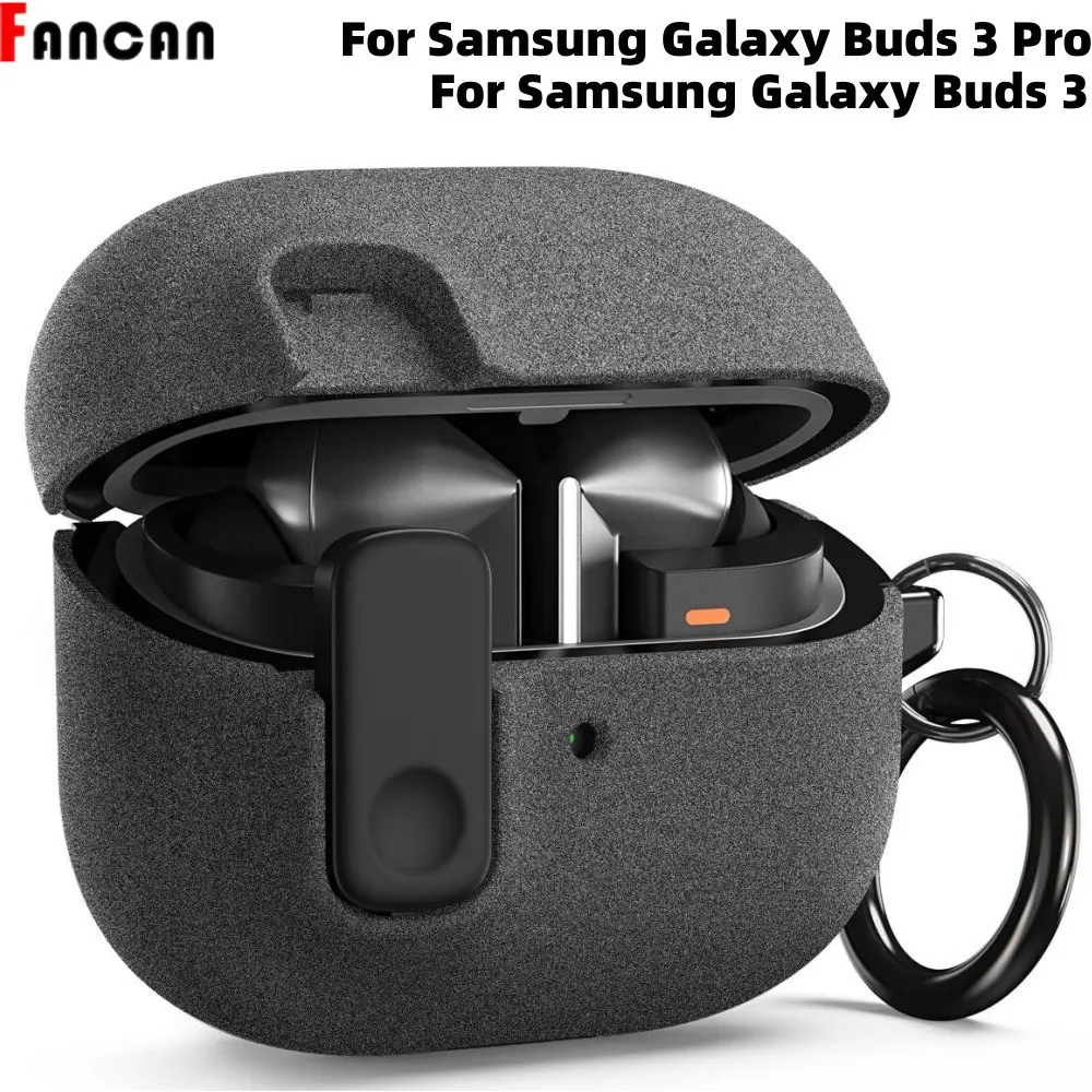 New for Samsung Galaxy Buds 3/3Pro Case with Secure Lock Shockproof for Samsung Galaxy Buds 3 Cute Protective Cover(Sand Stone)