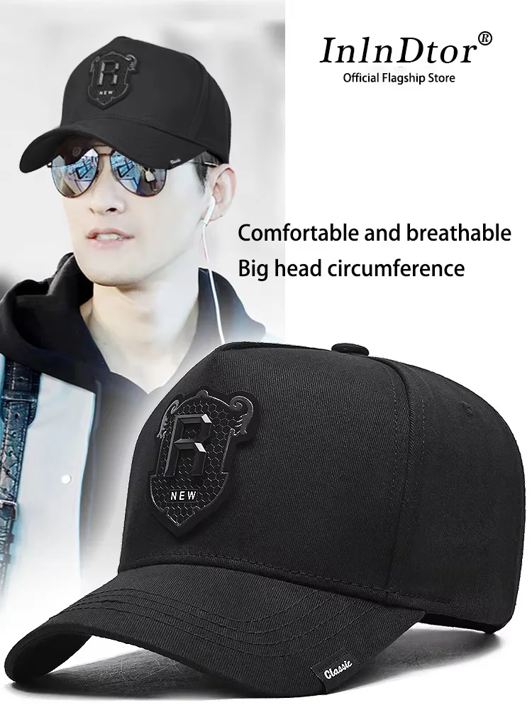 InlnDtor big head circumference high top hat men's four seasons show face small baseball cap round face sun protection visor cap