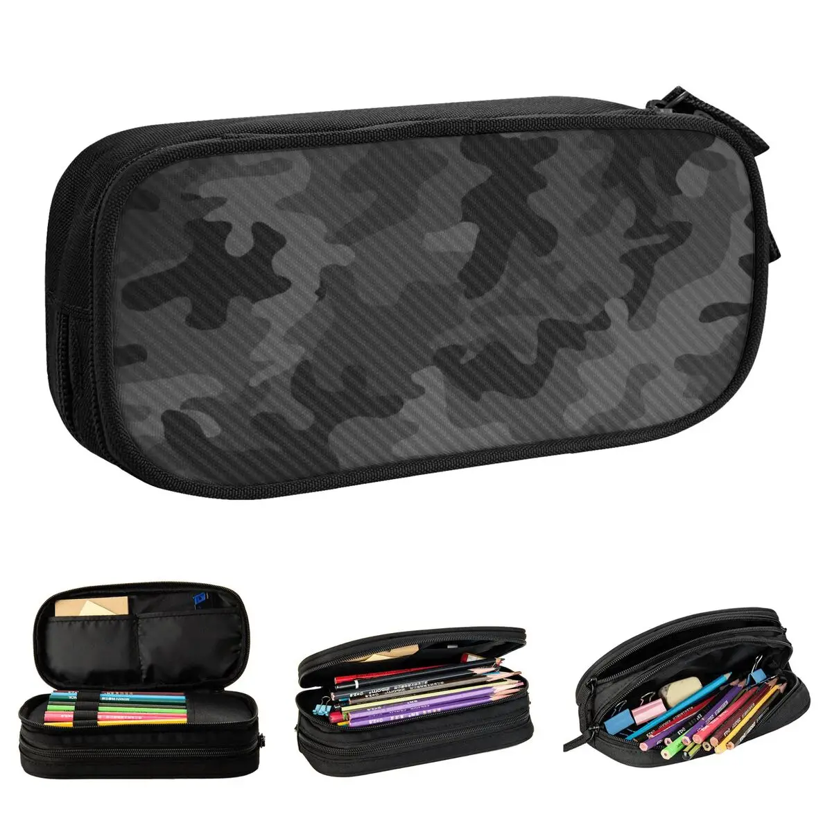 Carbon Camouflage Pencil Case Multicam Military Pen Box Bags Kids Big Capacity School Supplies Cosmetic Pencil Box