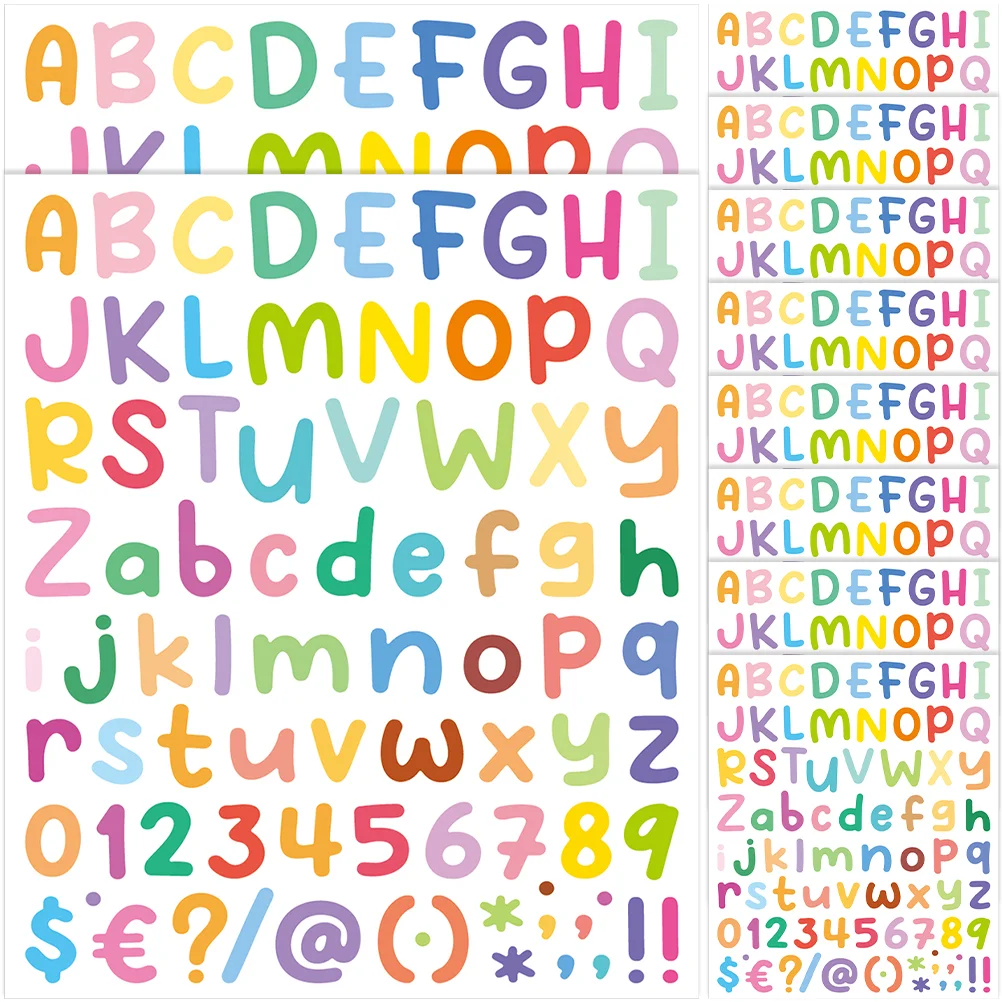 10 Sheets Letter Stickers Alphabet Labels Small Colored Decals Window on Letters for Scrapbooking Vinyl Number Child