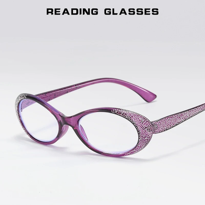 New Fashion Anti-blue Light Reading Glasses Women Gafas Woman Prescription Glasses Flash Imitation Diamond Eyewear +100-+400