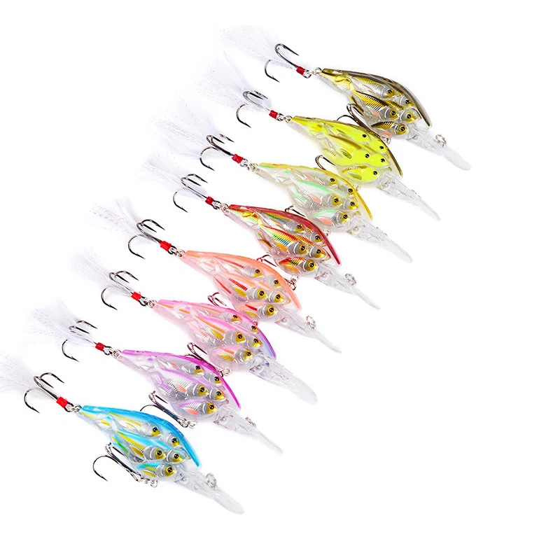 HiUmi 8pcs Crankbait Bass Baits 9cm 12.59g Crank Fishing Lures 8 Color 4# Hook Fishing Tackle DXC003