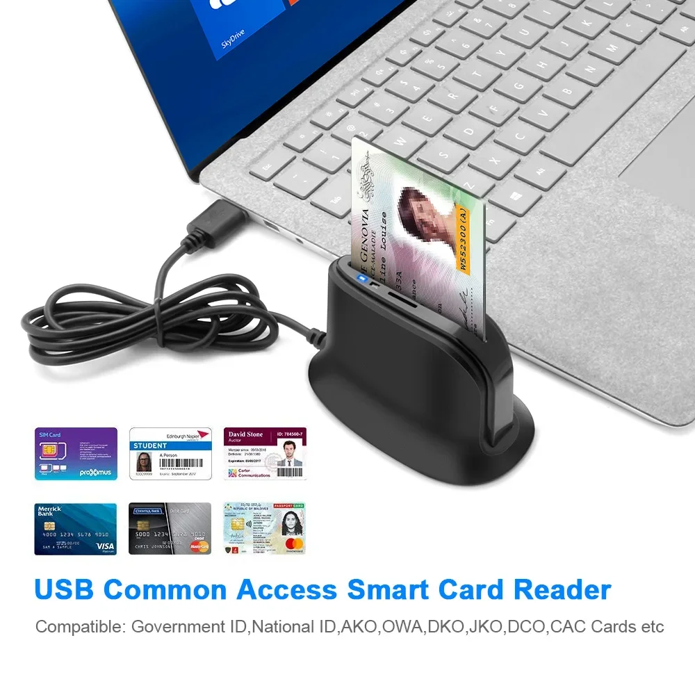 Lettore di Smart Card USB 0.2 per lettore di schede EMV IC/ID di carte bancarie lettore di schede di alta qualità per Windows 7 8 10 Linux OS USB-CCID ISO